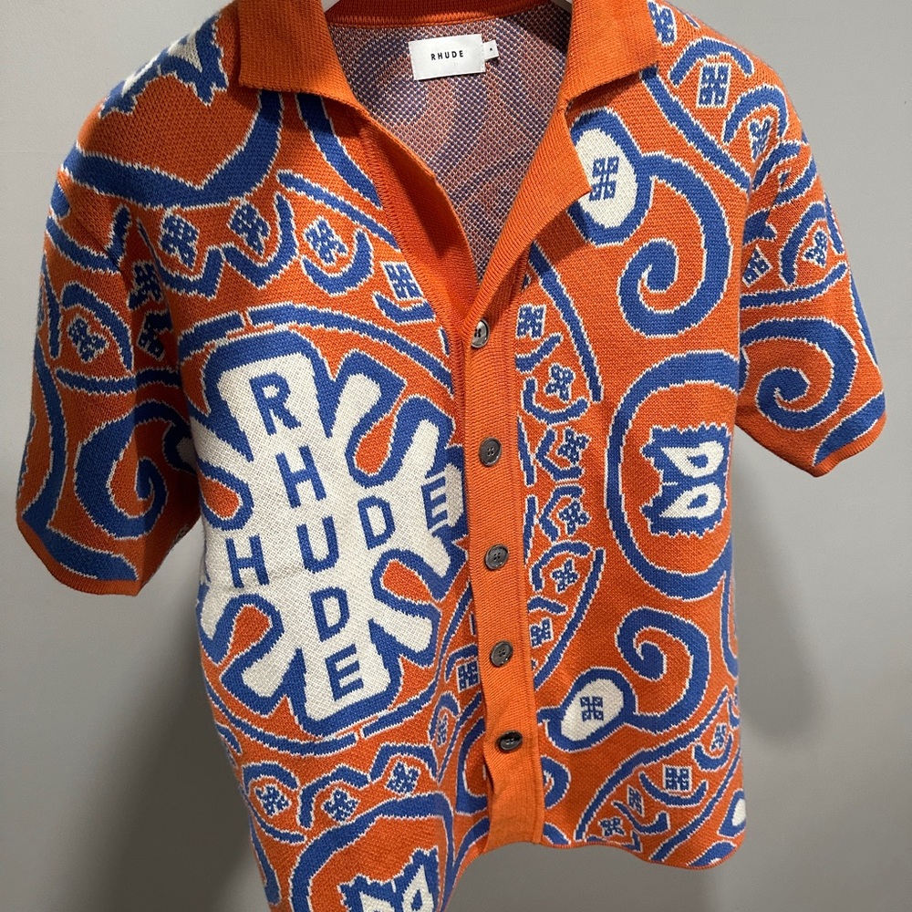 Rhude knit tile button up shirt